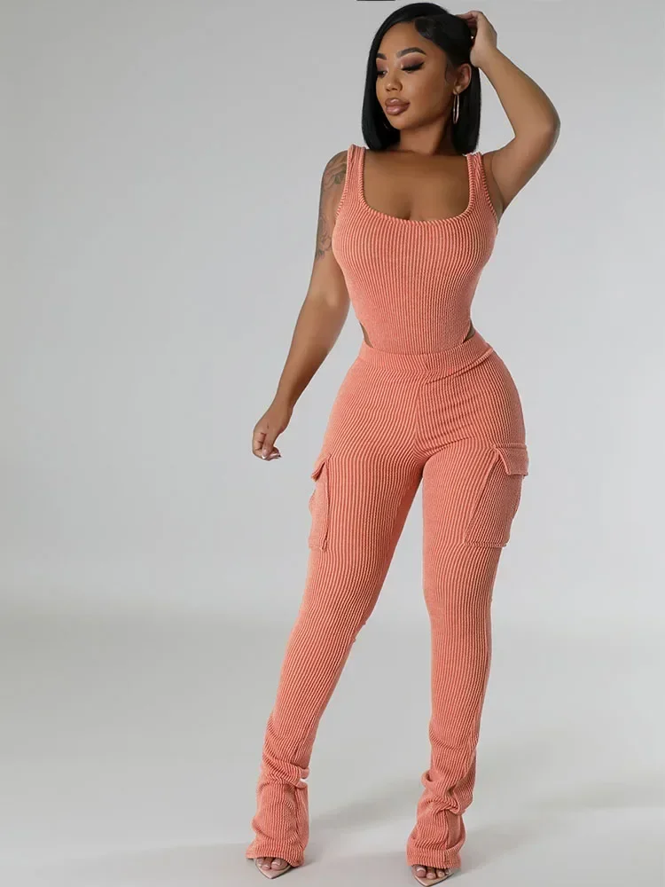 Knitted Ribbed Two Piece Set f - Tank Top Ribbed review and price